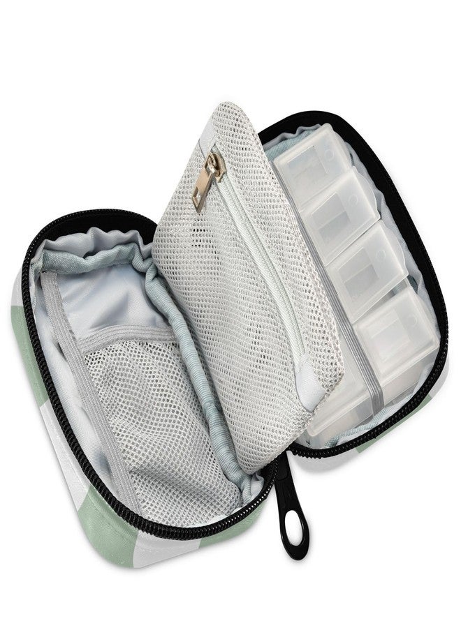 Eyanle Checkered Green and White Travel Pill Organizer Weekly Small (Cute) Pill Box 7 Day Pill Case Vitamin Holder Pill Bottle Organizer - Image 3